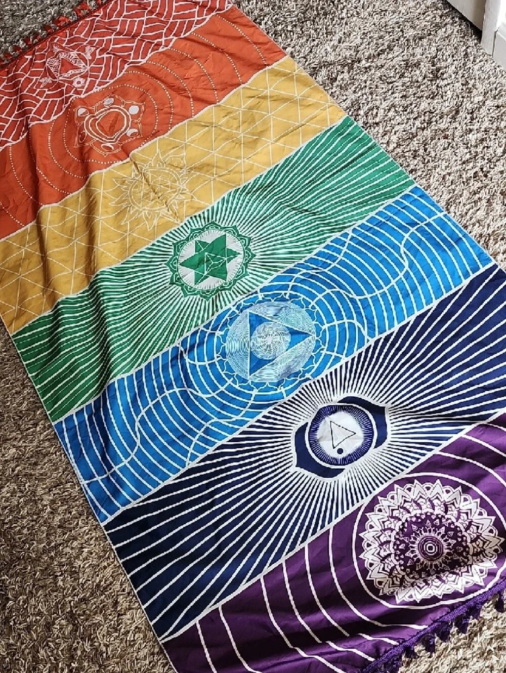 Boho Chakra Tapestry Wall Hanging - Multicolor